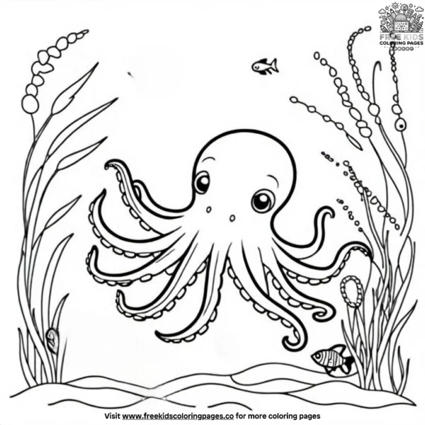 Octopus adventure coloring pages