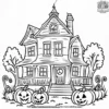 Old House with Pumpkin Decor Coloring Pages