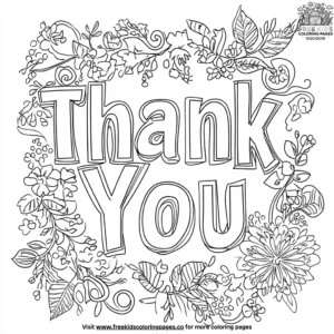 Ornate Thank You Message Coloring Pages