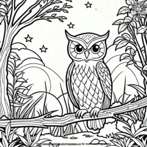 Owl watching the stars coloring pages