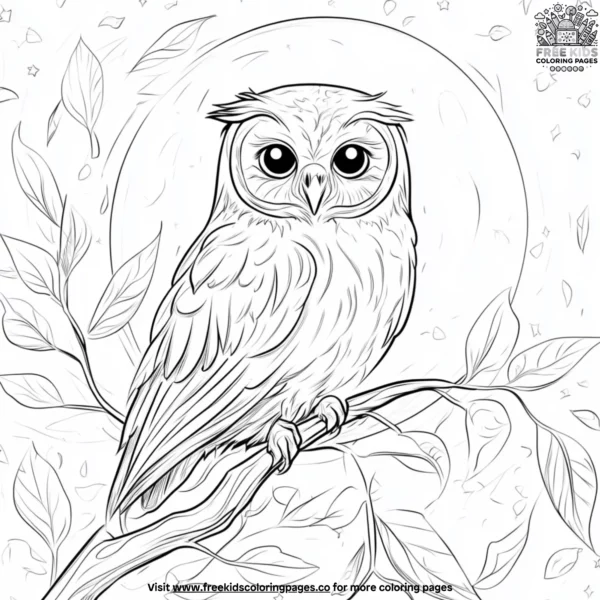 Owl and autumn skies coloring pages