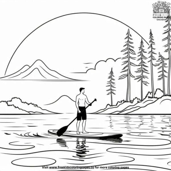 Paddleboard excursion coloring pages