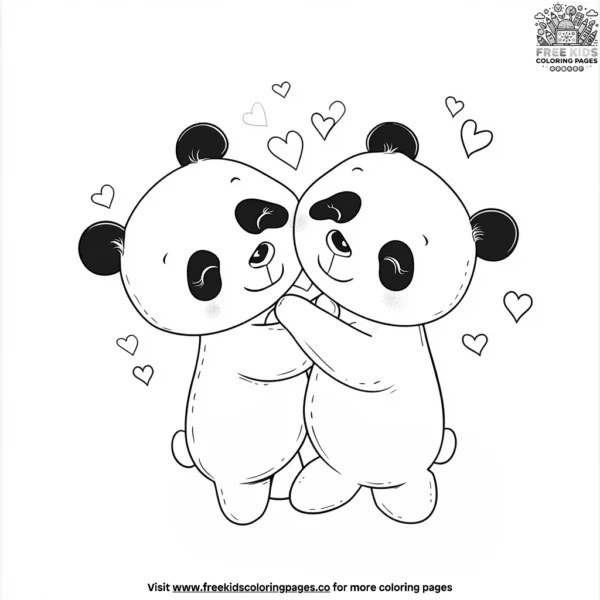 Panda cuddles coloring pages