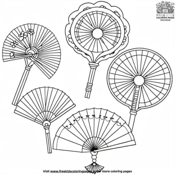 Paper fan coloring pages