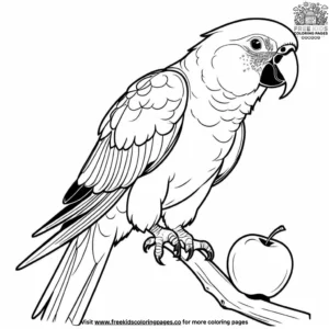 Parrot and Apple Coloring Pages