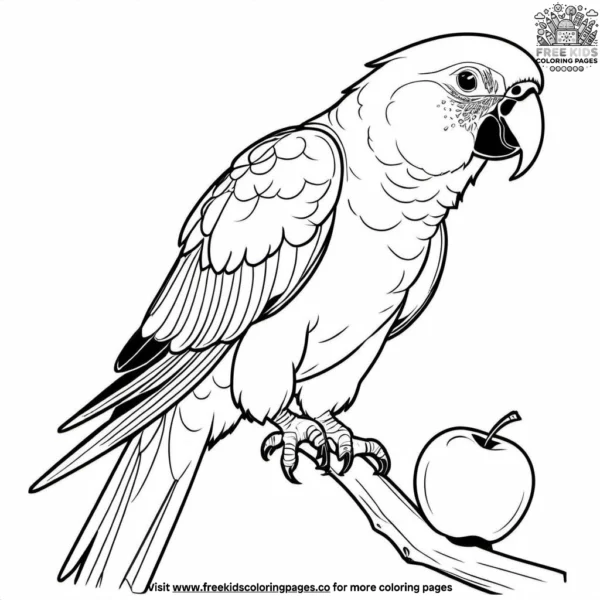 Parrot and apple coloring pages