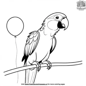 Parrot and balloon coloring pages