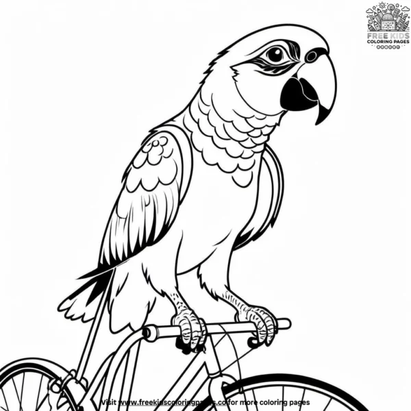 Parrot and bicycle coloring pages