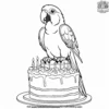 Parrot and Birthday Cake Coloring Pages