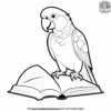 Parrot and Book Coloring Pages