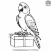 Parrot and Gift Box Coloring Pages