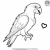 Parrot and Heart Shape Coloring Pages