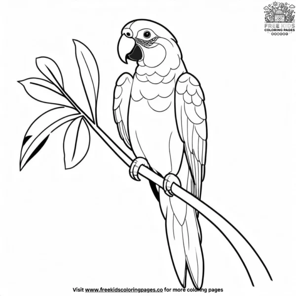 Parrot and leaf coloring pages