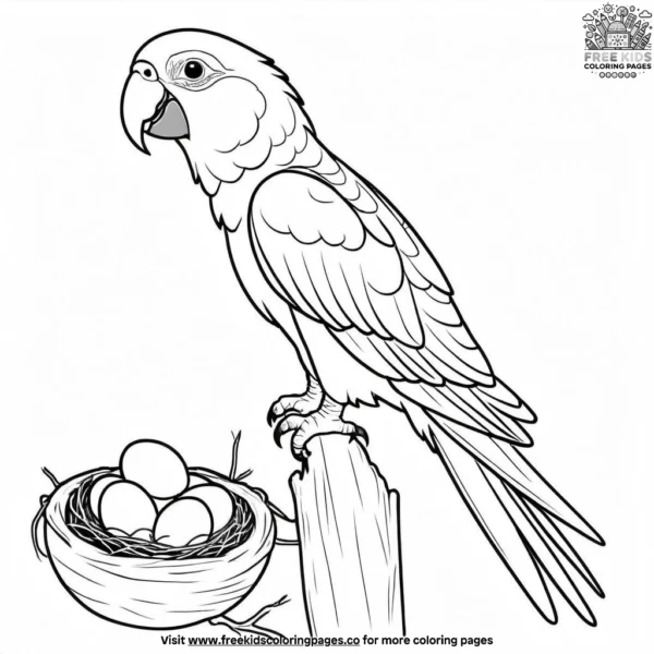 Parrot and nest coloring pages