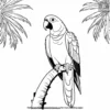 Parrot and Palm Tree Coloring Pages