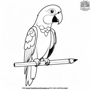 Parrot and Pencil Coloring Pages