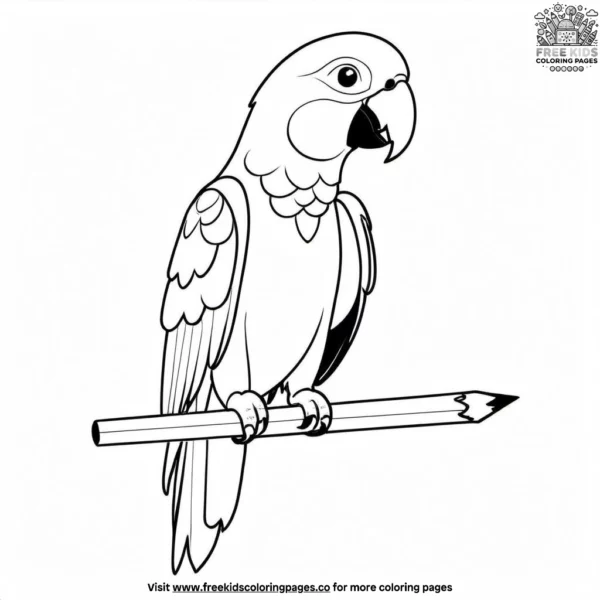 Parrot and pencil coloring pages