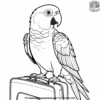 Parrot and Schoolbag Coloring Pages