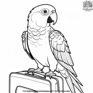 Parrot and Schoolbag Coloring Pages