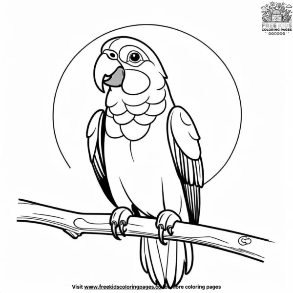 Parrot and sun coloring pages