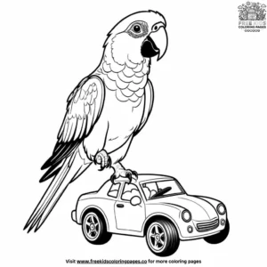 Parrot and Toy Car Coloring Pages