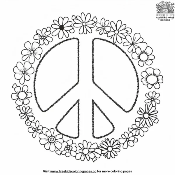 Peace sign petals coloring pages