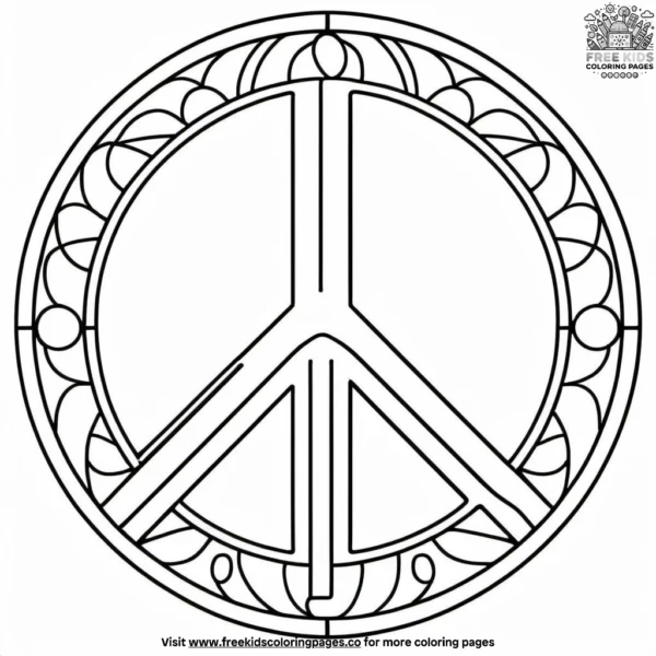 Peace symbol mosaic coloring pages