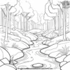 Peaceful Forest Stream Coloring Pages