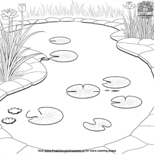 Peaceful Garden Pond Coloring Pages