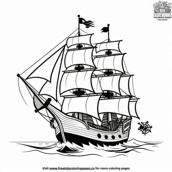 Pirate ship adventure coloring pages