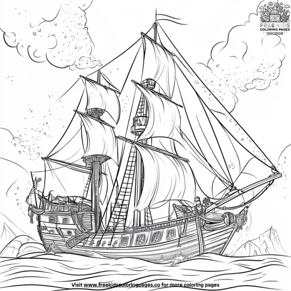 Pirate ship expedition coloring pages