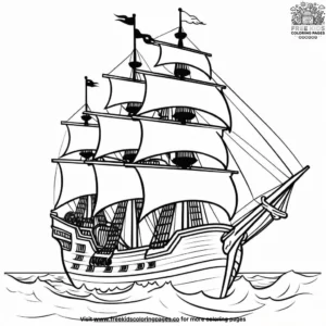 Pirate Ship Fantasy Coloring Pages