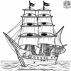 High Sea Pirate Ship Coloring Pages