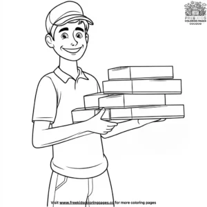 Pizza Delivery Boy Coloring Pages