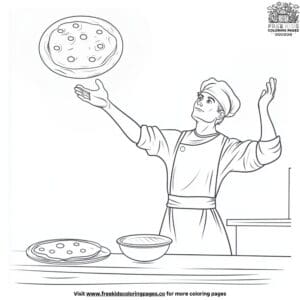 Pizza Dough Tossing Coloring Pages