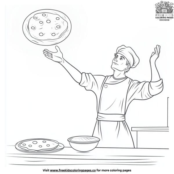 Pizza dough tossing coloring pages