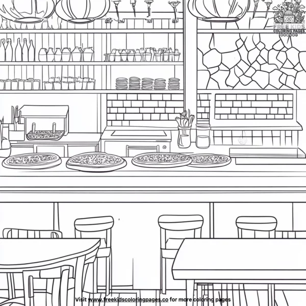 Pizza restaurant scene coloring pages