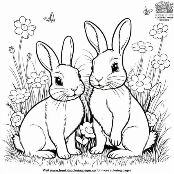 Playful bunny adventures coloring pages