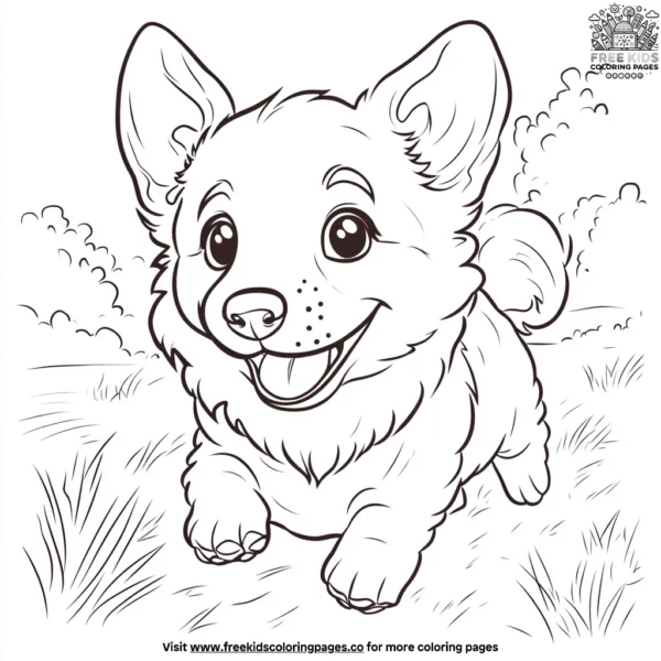 Playful corgi coloring pages