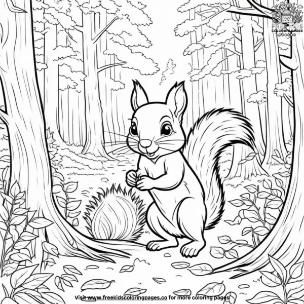 Playful squirrels coloring pages