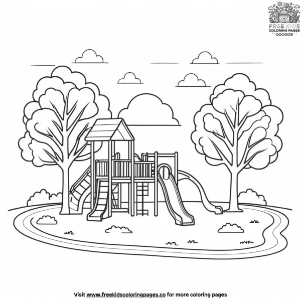 Playground fun coloring pages