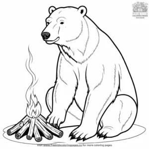 Polar Bear By Campfire Coloring Pages