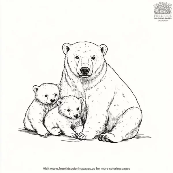 Polar bear family coloring pages