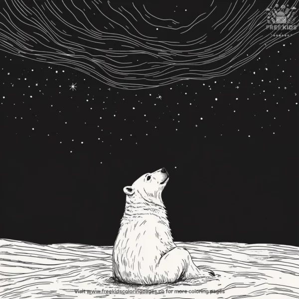 Polar bear under lights coloring pages