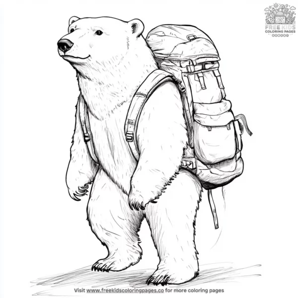 Polar bear with backpack coloring pages