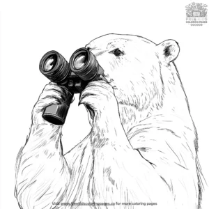 Polar Bear With Binoculars Coloring Pages