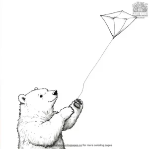 Polar Bear With Kite Coloring Pages