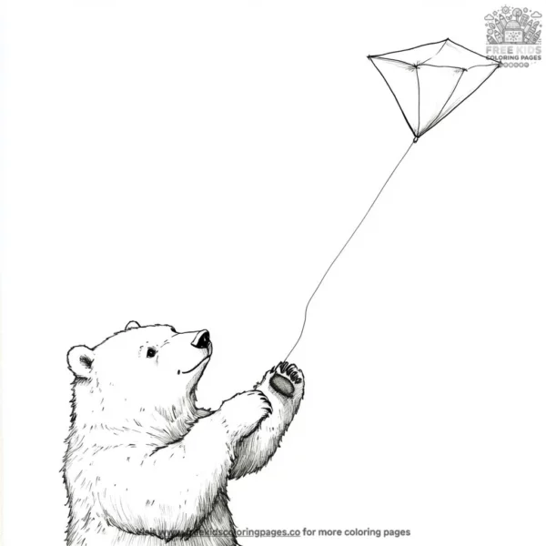 Polar bear with kite coloring pages