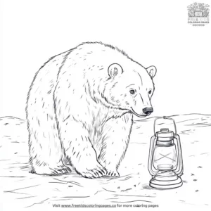 Polar Bear With Lantern Coloring Pages