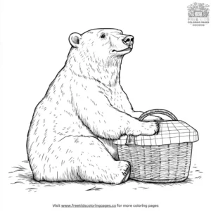 Polar Bear With Picnic Basket Coloring Pages